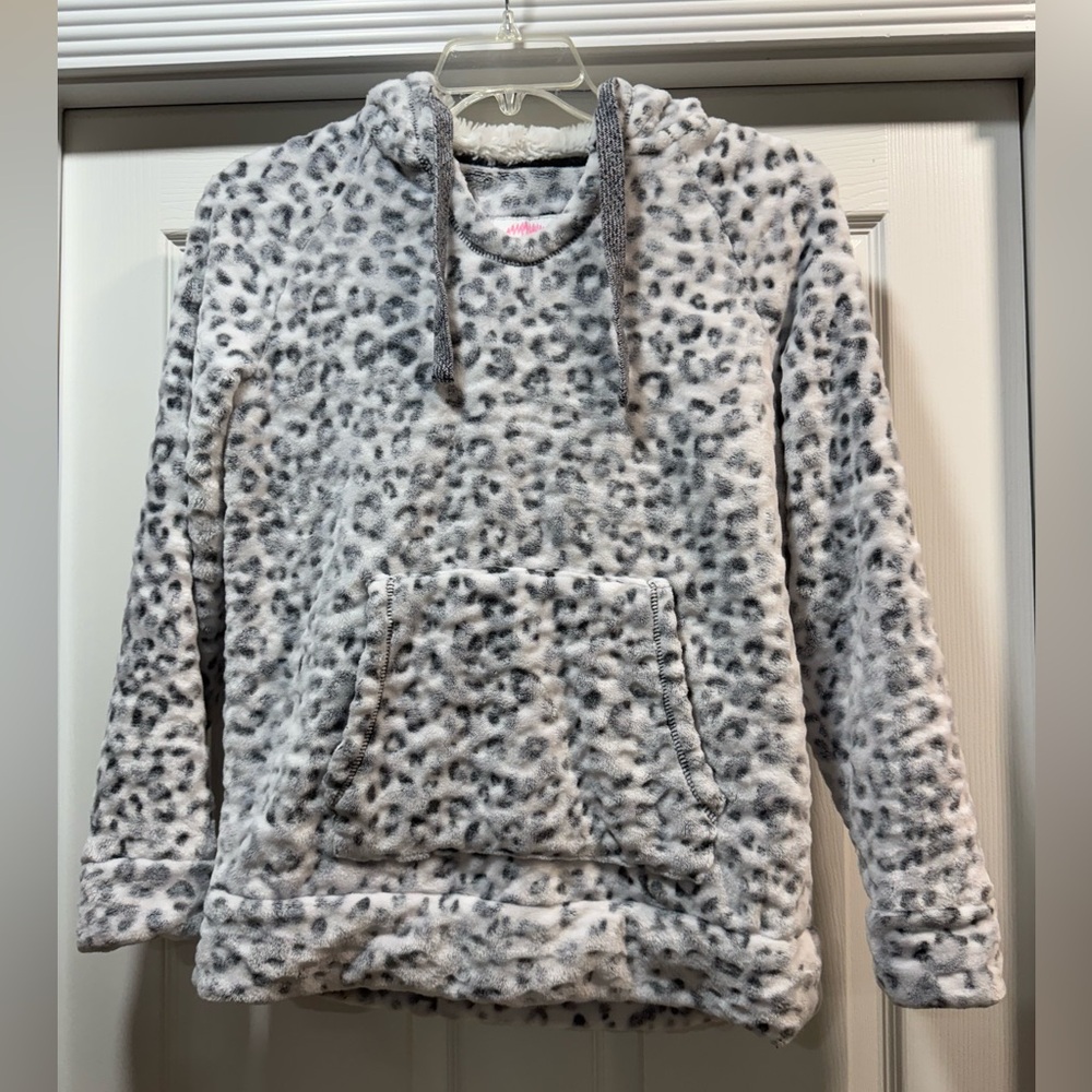 Leopard Print Gray Hoodie Sweatshirt